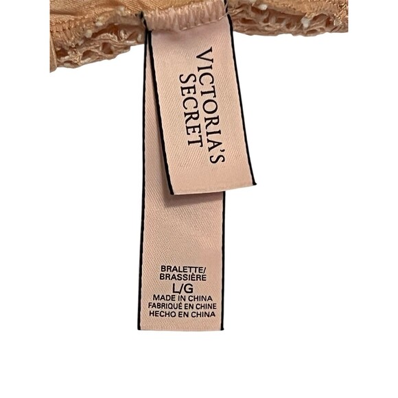 VICTORIA'S SECRET Angel Peach/Cream Long Line Plunge V-Neck Bralette Lace Large - Picture 5 of 5